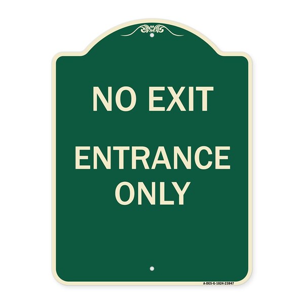 Signmission No Exit Entrance Only Heavy-Gauge Aluminum Architectural Sign, 18" L, 24" H, G-1824-23847 A-DES-G-1824-23847 - main